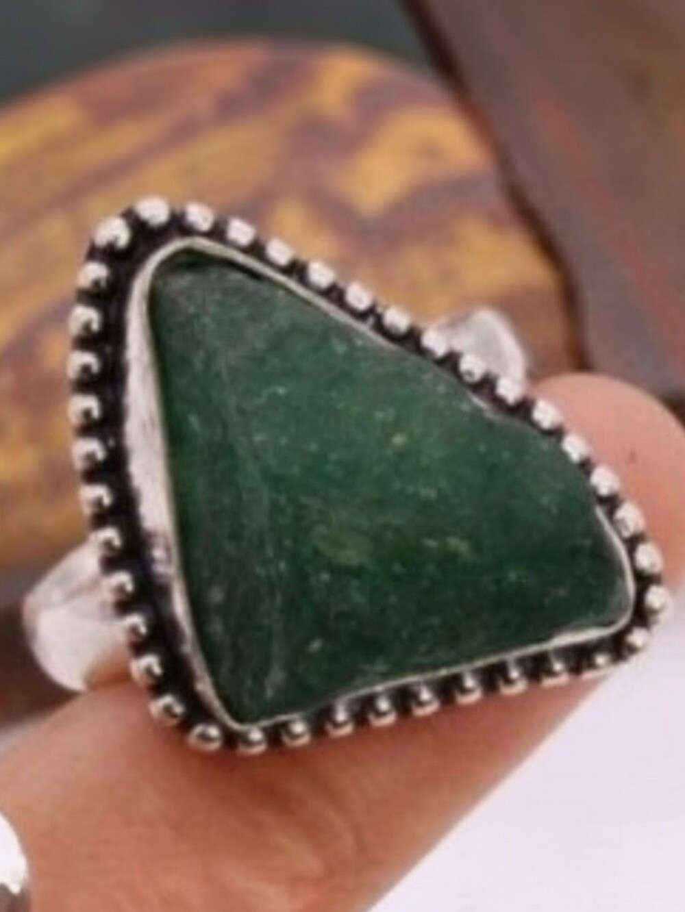 Green Onyx Rough-Cut Gemstone Jewelry 925 Sterling Silver Handmade Ring